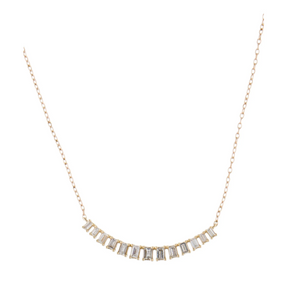 
            
                Load image into Gallery viewer, 14K Diamond Baguette Crescent Necklace
            
        