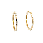 14K Gold + Diamond Baguette Hoops - 23 mm