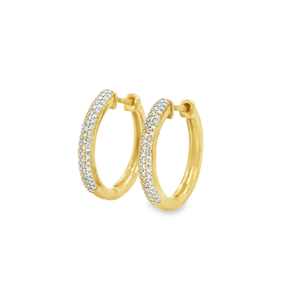 14K Gold Diamond Huggies- 16 mm
