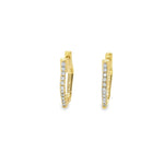 14K Yellow Gold Diamond Hexagon Huggies Earrings - 14 mm