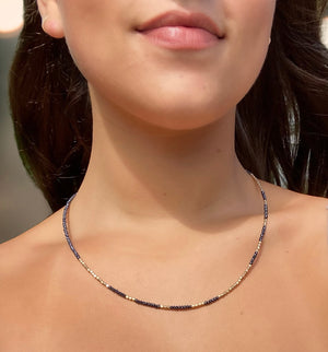 Micro Crystal Layering Necklace - Midnight