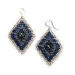 Silver Diamond Shape Earrings in Blues, Medium