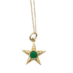 14K Gold Emerald Star + Diamond Necklace