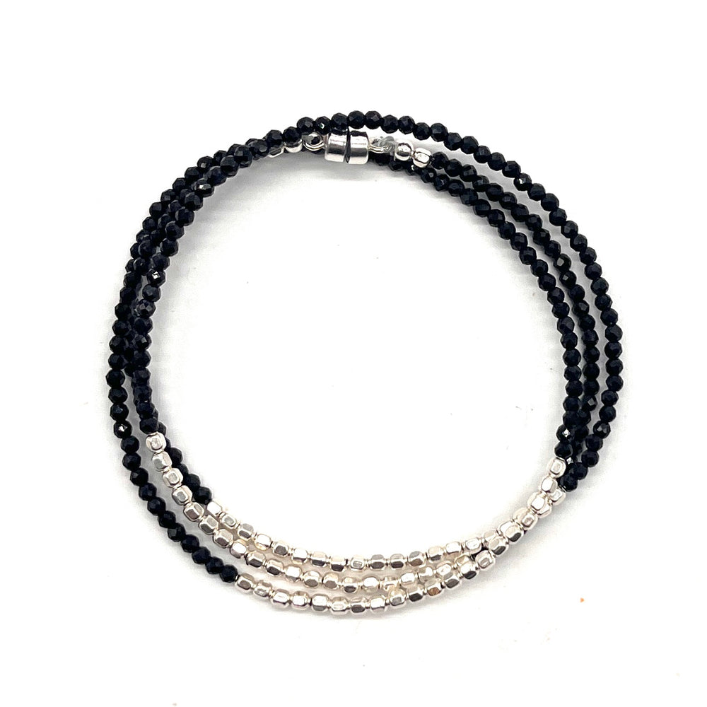 Triple Wrap Bracelet - Midnight + Silver