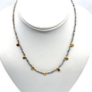 Silver Shimmer + Gold Disks Necklace - 16.5"