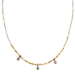 Gold + Silver Diamond Drop Necklace - 17”