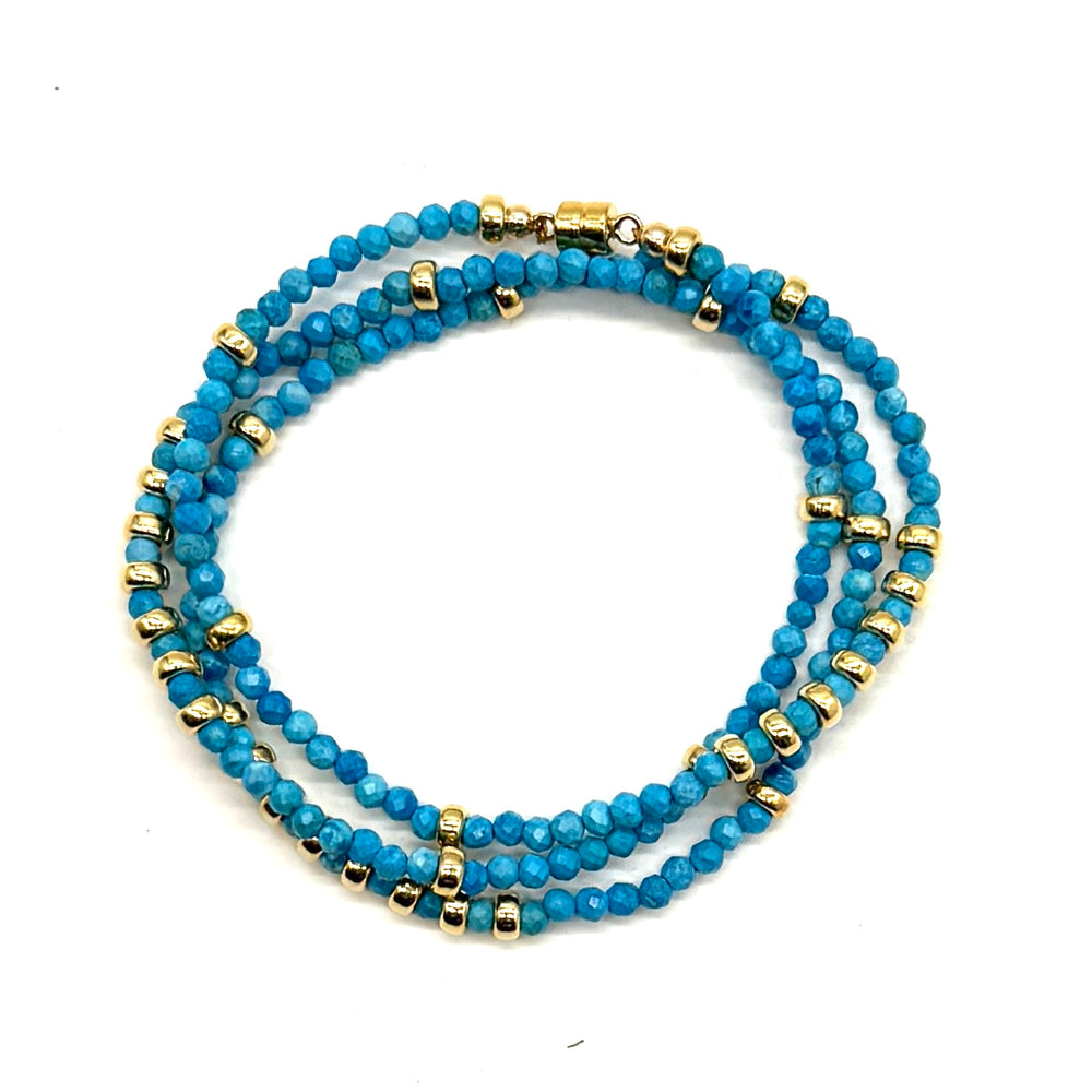 Triple Wrap Bracelet - Turquoise Amazonite + Gold