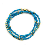 Triple Wrap Bracelet - Turquoise Amazonite + Gold