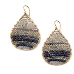 Gold Teardrop Earrings in Winter Blues, Medium