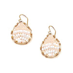 Gold Teardrop Earrings in Pink Opal, Small