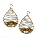 Gold Teardrop Earrings in White Dune, Medium