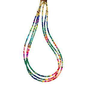 Rainbow + Stardust Layering Necklace in Gold - 16”