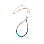Green Ombre Opal with Gold Nuggets Necklace - 16"
