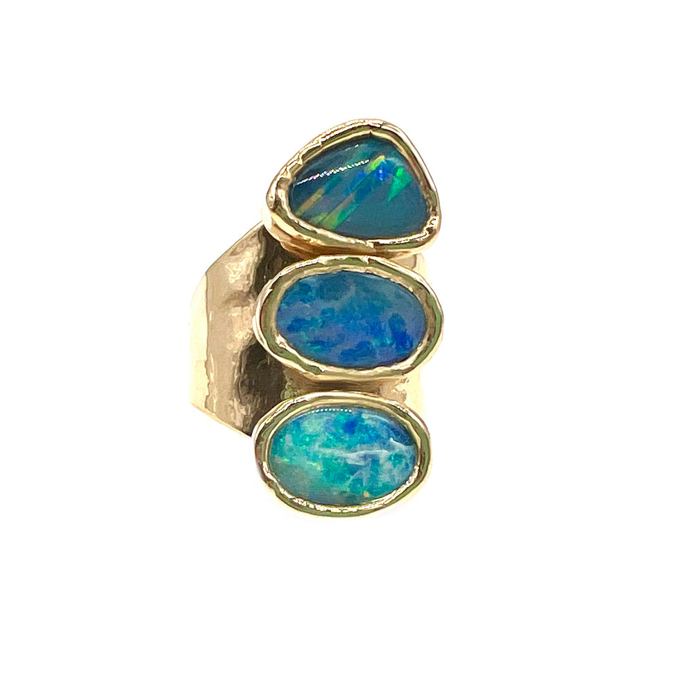 
            
                Load image into Gallery viewer, Triple Opal Cuff Ring
            
        