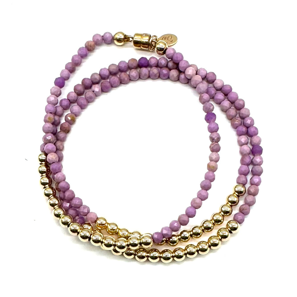 Triple Wrap Bracelet in Lilac