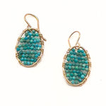 Gold Oval Earrings in Turquoise, Small