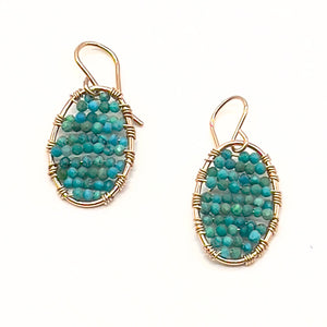 
            
                Load image into Gallery viewer, Gold Oval Earrings in Turquoise, Small
            
        