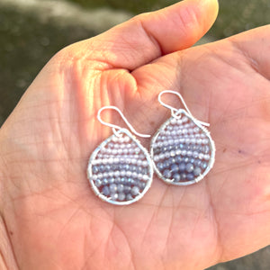 Silver Teardrop Earrings in Twilight , Small