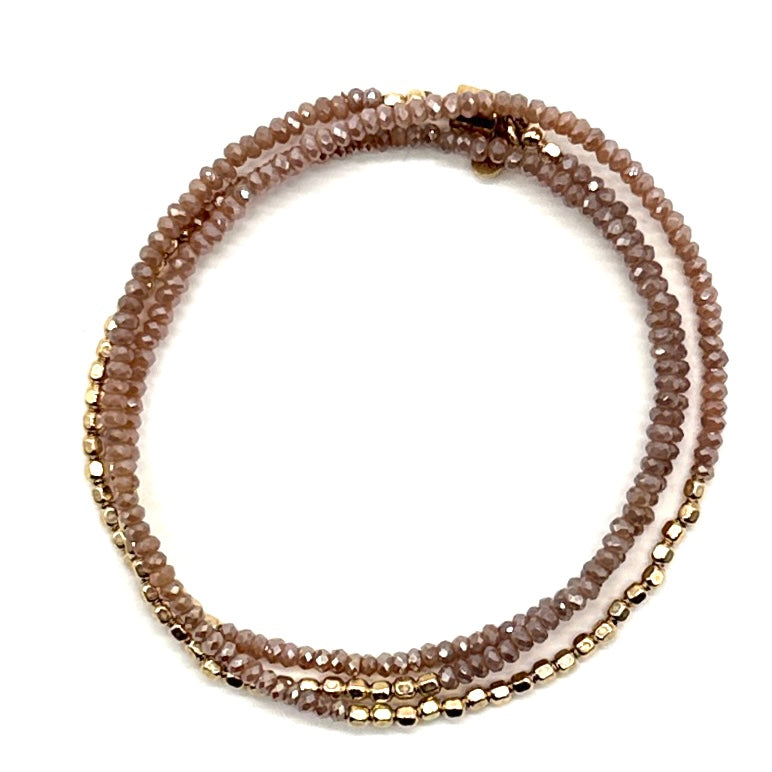 Triple Wrap Bracelet- Mocha Mauve