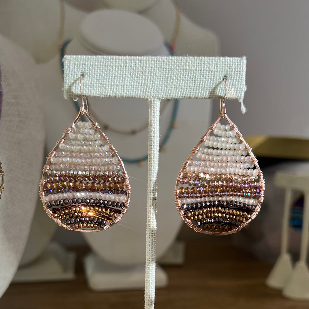 
            
                Load image into Gallery viewer, Rose Gold Teardrops Earrings in Neutral Ombre, Medium
            
        