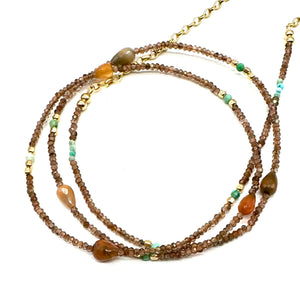 Beaded Necklace + Teardrop Fire Opal - 29"