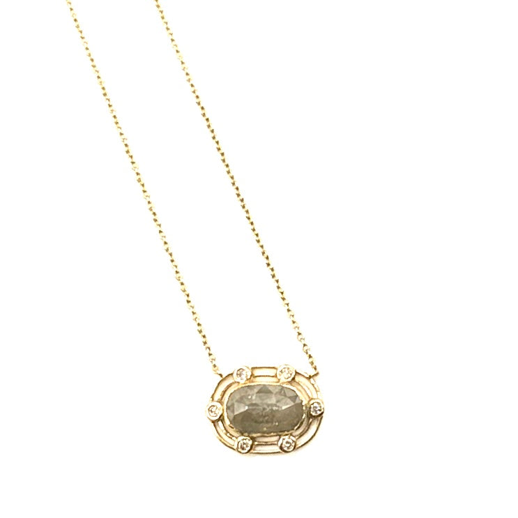 14K Gold + Raw Diamonds Pendant Necklace