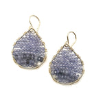 Gold Teardrop Earrings in Iolite, Petite-Medium