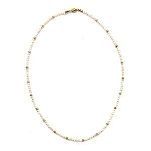 Freshwater Pearl + Gold Necklace - 16"