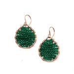 Gold Teardrop Earrings in Green Onyx, Small