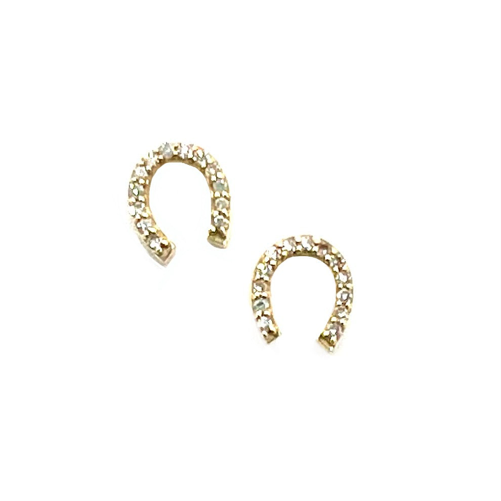 14K Gold Diamond Horseshoe Earrings