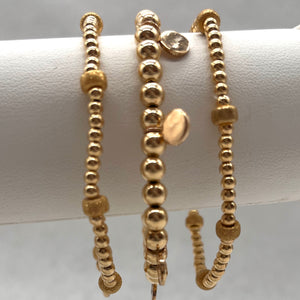 Gold Bead + Disc Stretch Bracelet - 5 mm