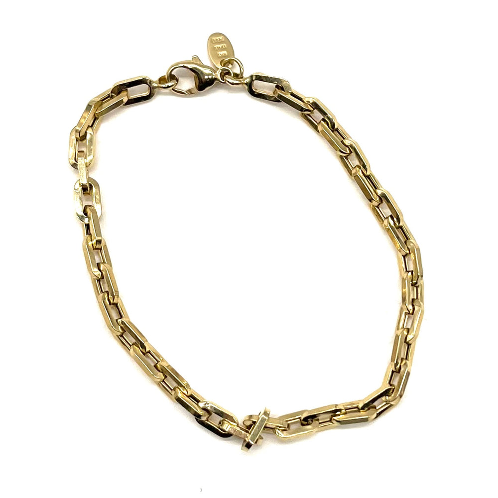 14K Gold Skinny Italian Loop Chain Bracelet - 7.5 inches