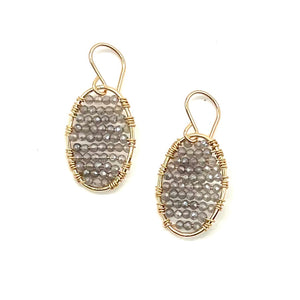 
            
                Load image into Gallery viewer, Gold Oval Earrings in Labradorite, Small
            
        