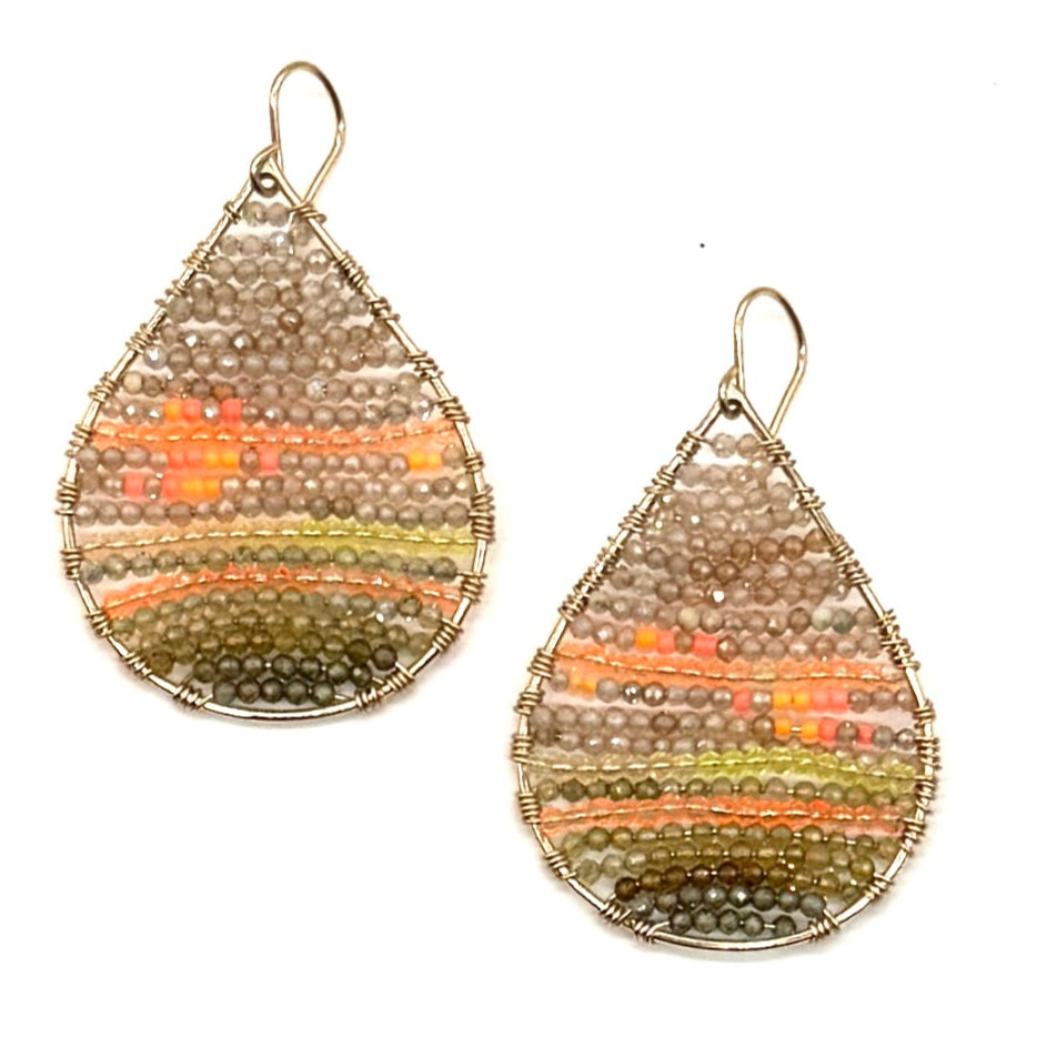 Gold Teardrops Earrings in Marigold, Medium