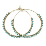 Gold Hoops with Turquoise, Large