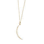 14K Gold Diamond Crescent Moon Pendant Necklace