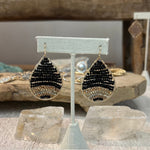 Gold Teardrop Earrings in Jet Black Metallic, Medium