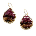 Gold Teardrop Earrings in Berry Blend, Small