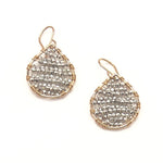 Gold Teardrop Earrings in Silver Pyrite, Small