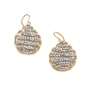 
            
                Load image into Gallery viewer, Gold Teardrop Earrings in Silver Pyrite, Small
            
        