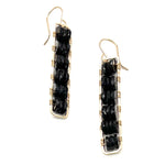 Gold Mini Sticks Earrings -Black Spinel