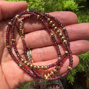 Triple Wrap Bracelet - Garnet