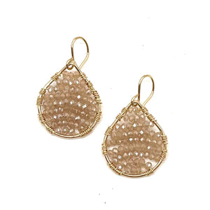 Gold Teardrop Earrings in Blush, Small