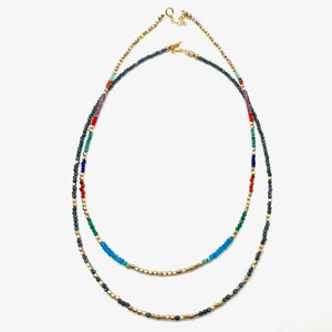 Multi-Color Layering Necklace in Gold