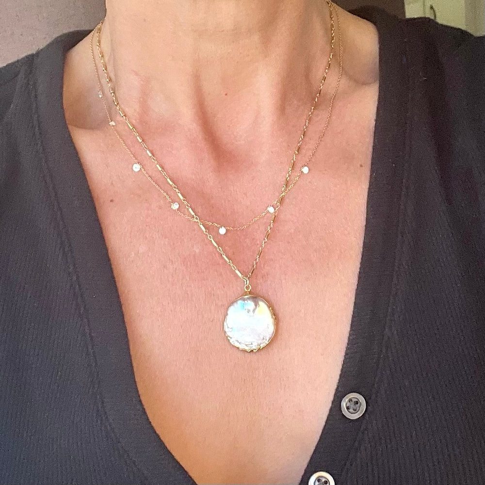 Gold Freshwater Pearl Pendant Necklace