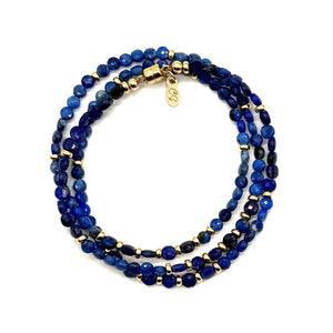 Triple Wrap Bracelet - Lapis + Gold