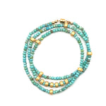 Triple Wrap Bracelet - Turquoise + Gold Stardust, Large