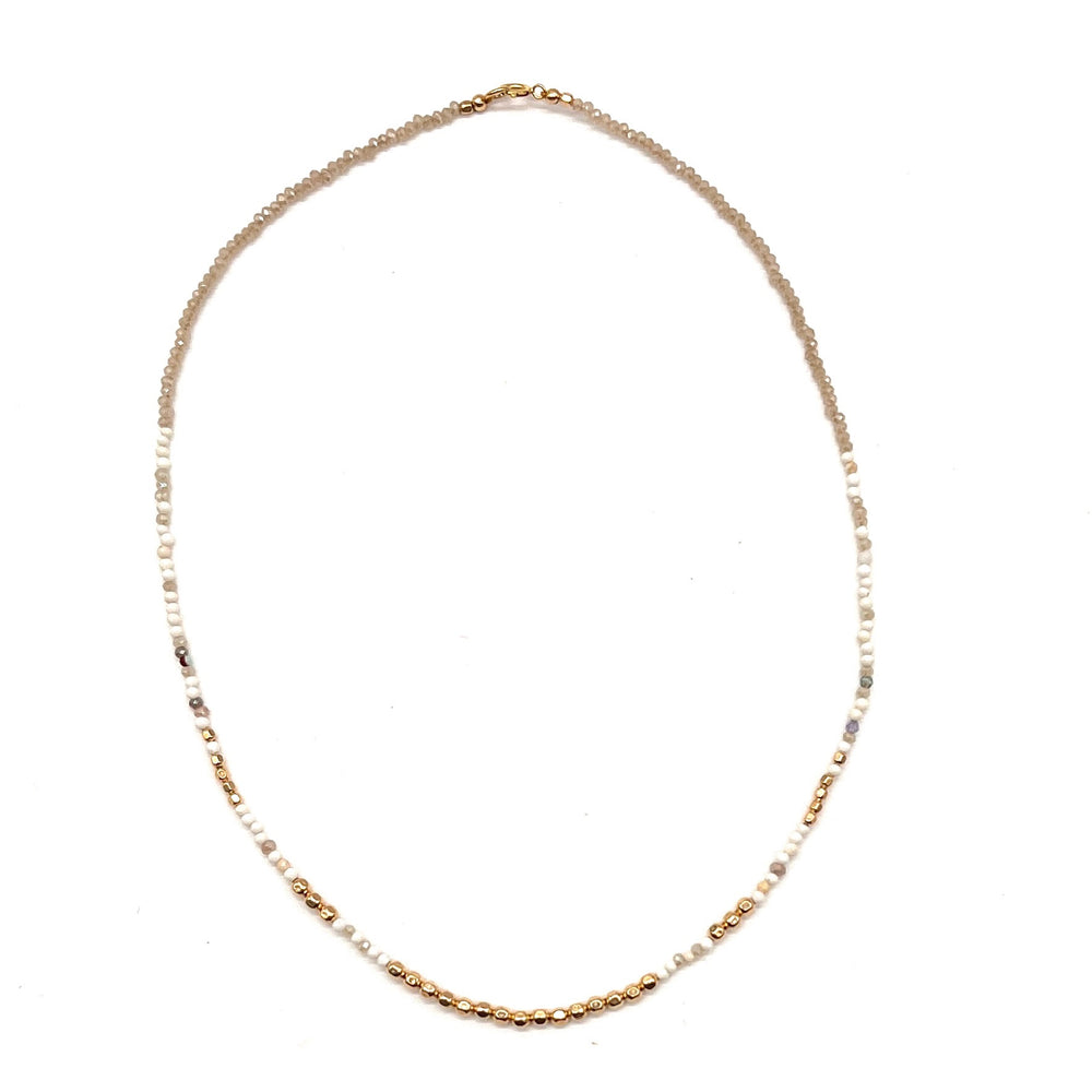 White Turquoise, Seasalt +Gold Layering Necklace - 16.5"