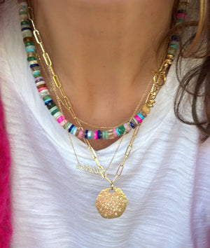 14K Gold + Diamond “mama” Necklace