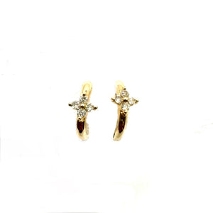 14K Gold + Diamond Star Huggie Earrings